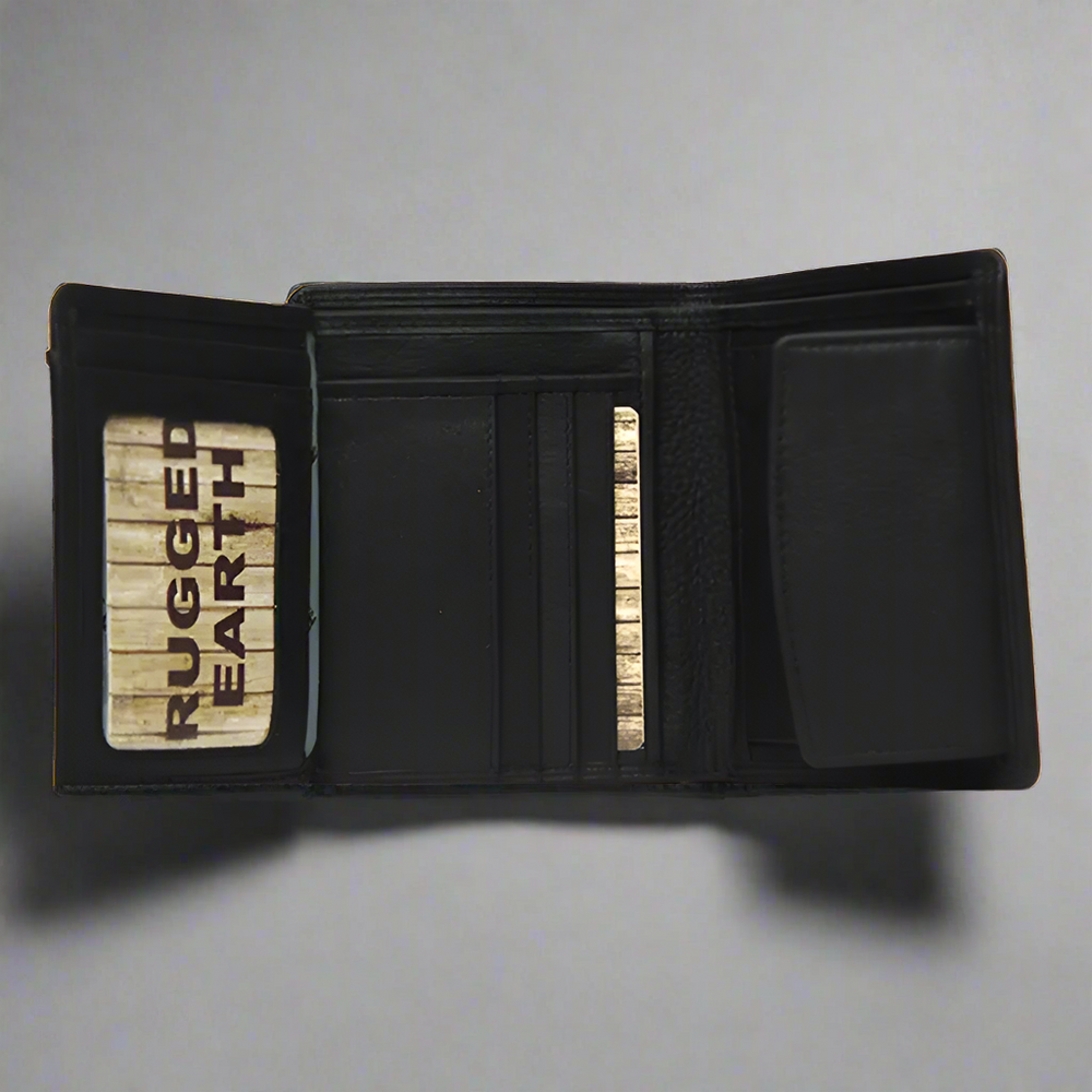 محفظة جلد رجالية من روغد إيرث مع جيب عملاتEX-STOCK Canada