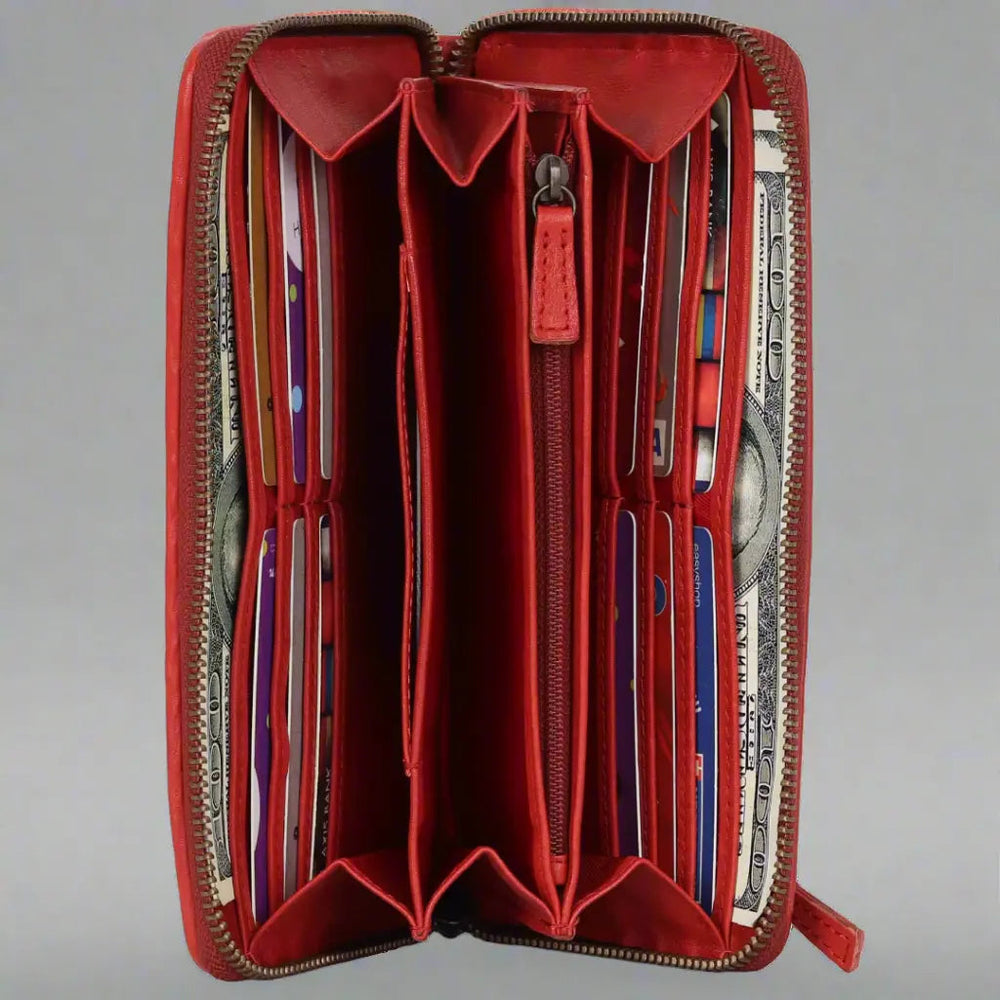 Portafoglio da donna Rugged Earth con zip e cucitura a frustaEX-STOCK Canada