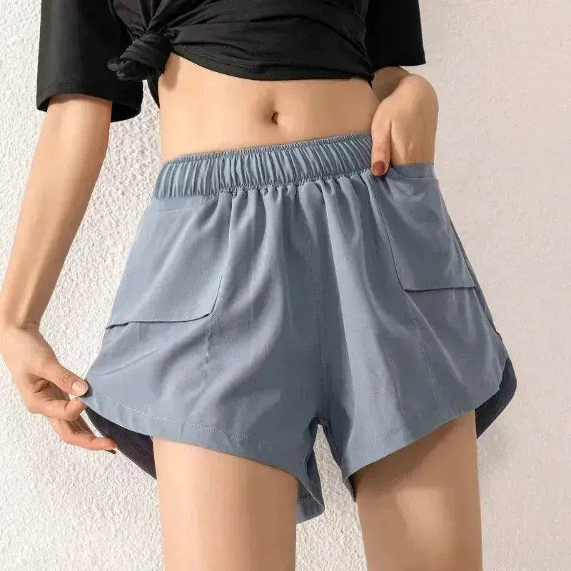 Vêtements de gym à séchage rapide pour la course Pantalon de yoga à poche anti-défaillance Vêtements d'extérieur Shorts de sport d'entraînement Femme Été - EX-STOCK Canada