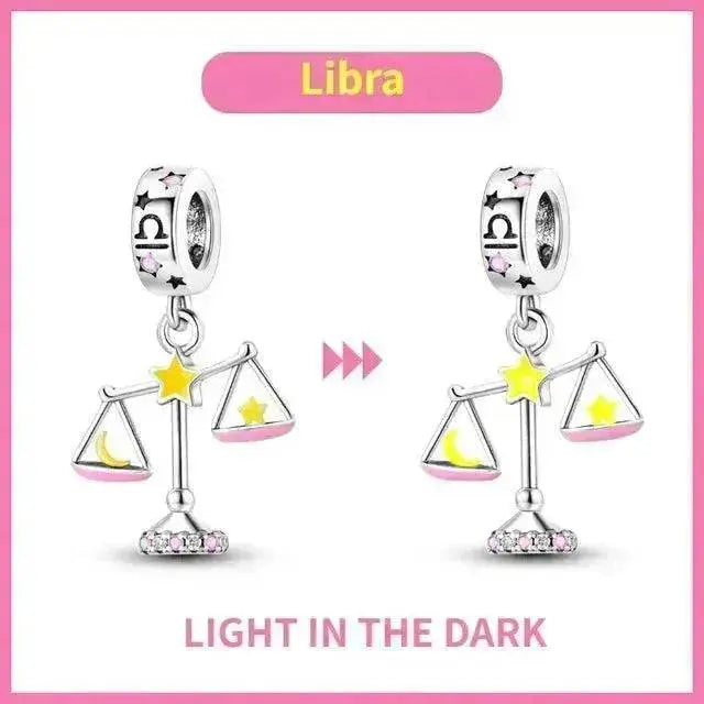 S925 Silver Colorful Luminous Twelve Constellation Pendant - EX-STOCK Canada