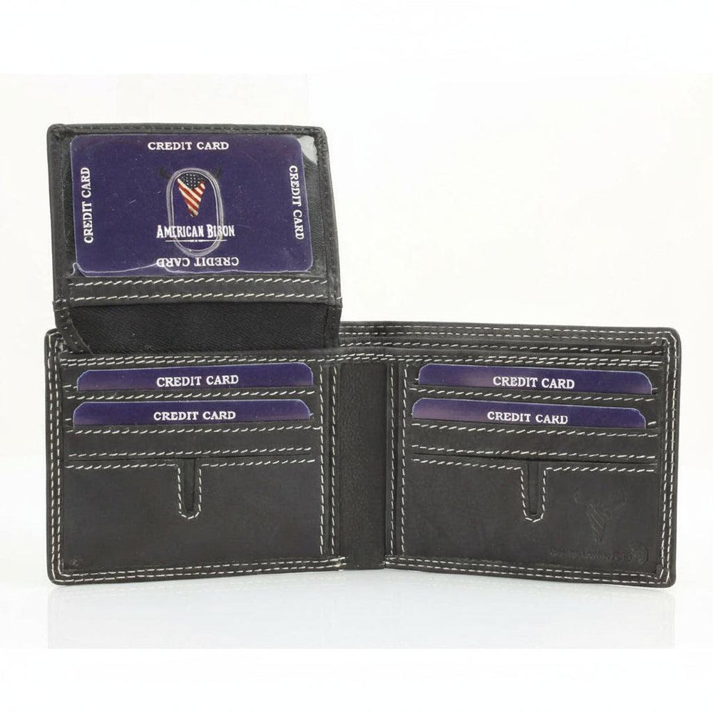 Portafoglio da uomo in pelle con apertura a sportello e piegatura a due anteEX-STOCK Canada