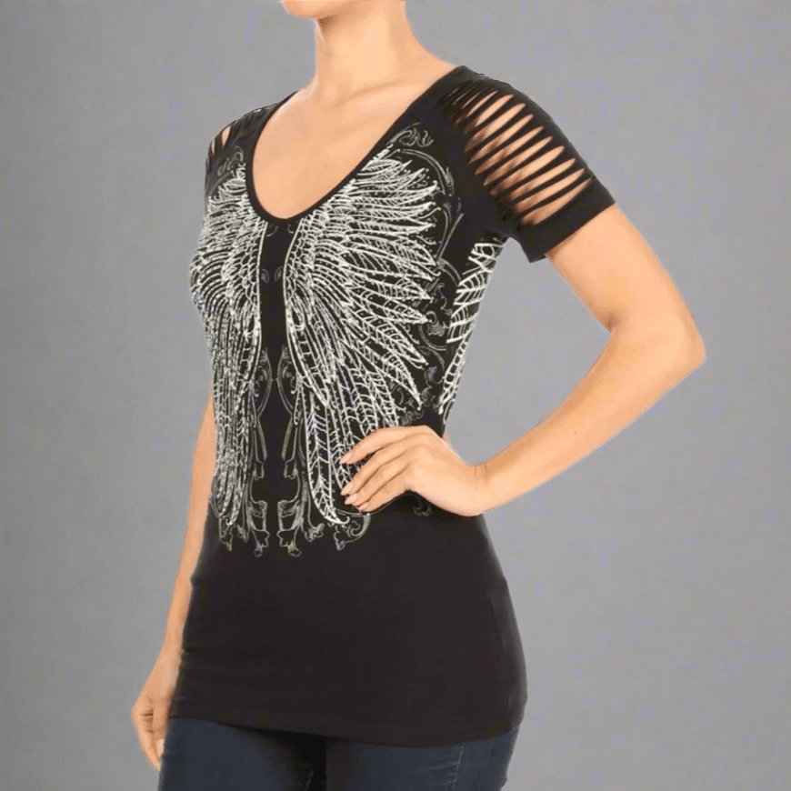 Top Raglán de Ala de Ángel con Strass para MujerEX-STOCK Canada