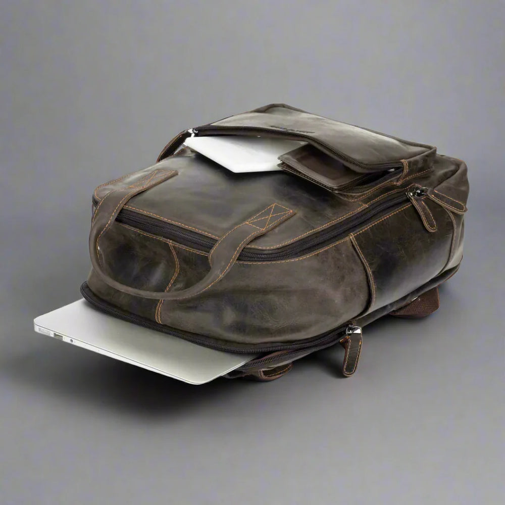 Greenwood Leather Backpack with Reinforced Laptop and Tablet Compartments EX-STOCK Canada