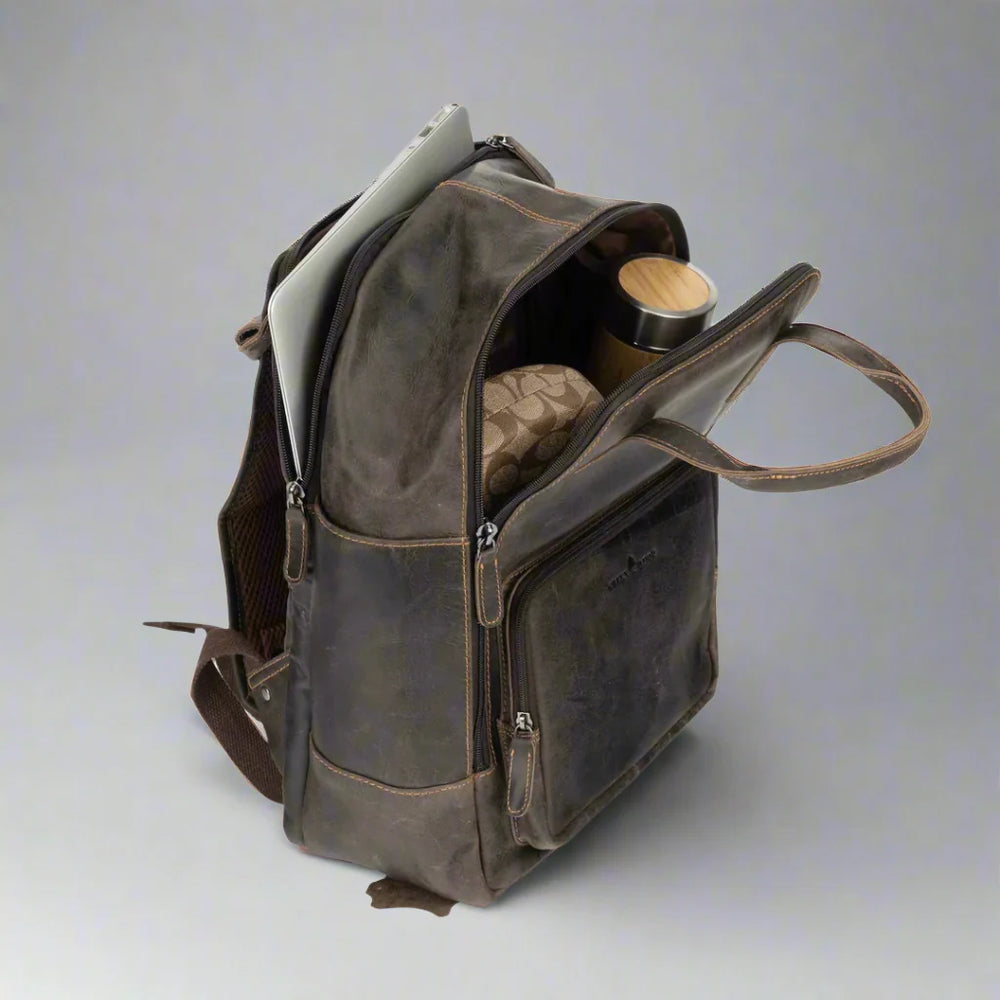 Greenwood Leather Backpack with Reinforced Laptop and Tablet Compartments EX-STOCK Canada