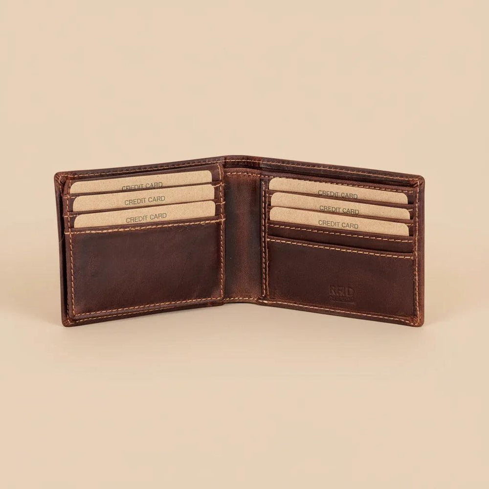 Portefeuille à deux volets en cuir Greenwood pour hommes. Portefeuille de protection RFID haut de gamme avec compartiment rabattableEX-STOCK Canada