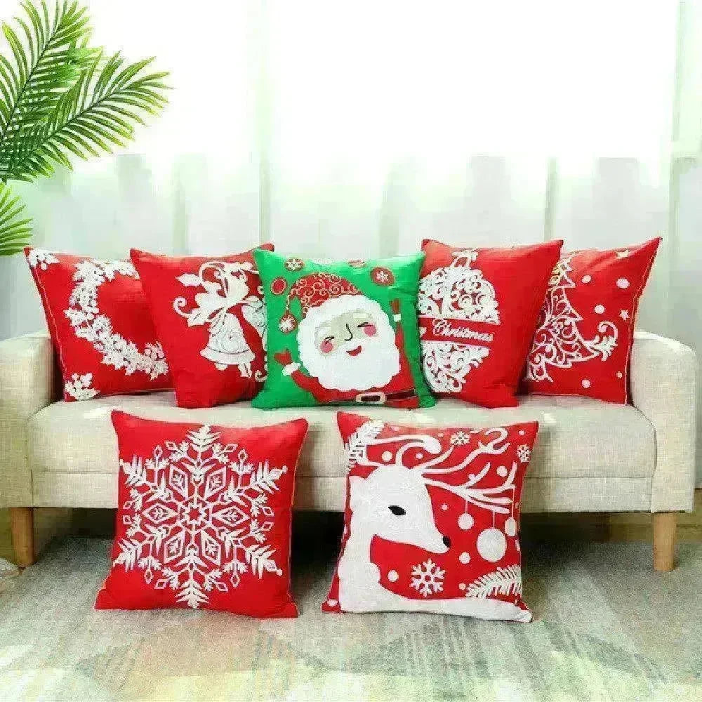 Santa Claus Tree Snowman Sofa Cushion Cover Pillow Case - EX-STOCK CANADA