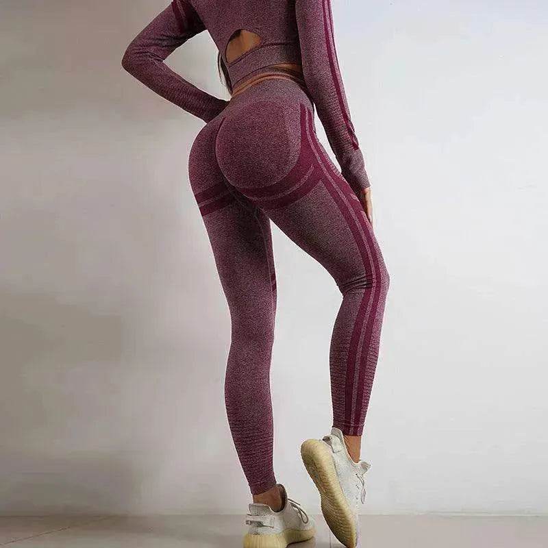 Seamless Yoga Pants Sports Gym Fitness Leggings Or Long Sleeve Tops Outfit - EX-STOCK Canada