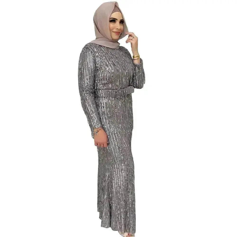 Pailetten-Quasten Slim-Fit Kleid Arabisches Kleid - EX-STOCK Canada