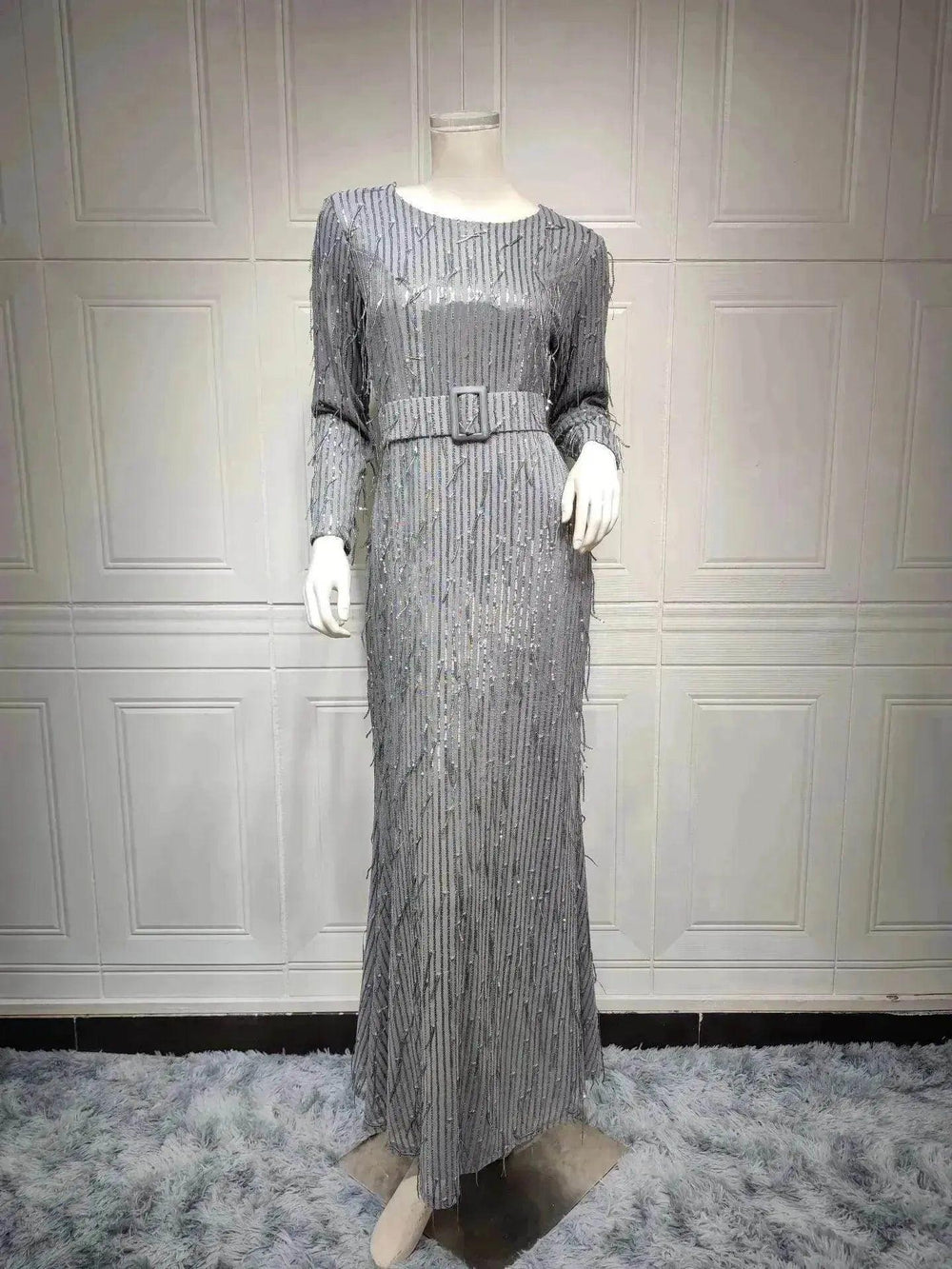 Pailetten-Quasten Slim-Fit Kleid Arabisches Kleid - EX-STOCK Canada