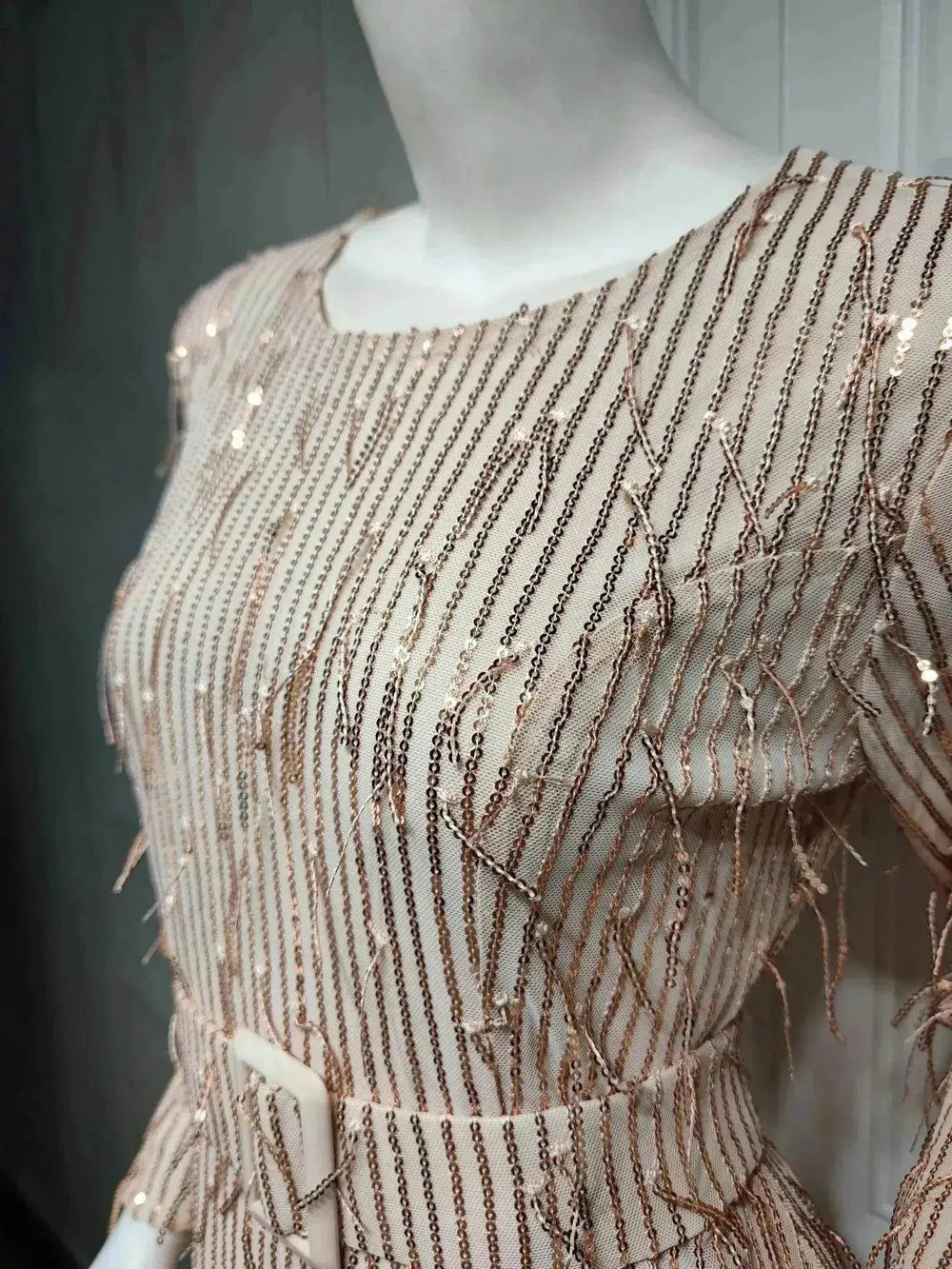 Sequin Tassels Slim-fit Dress Arab Dress - EX-STOCK Canada