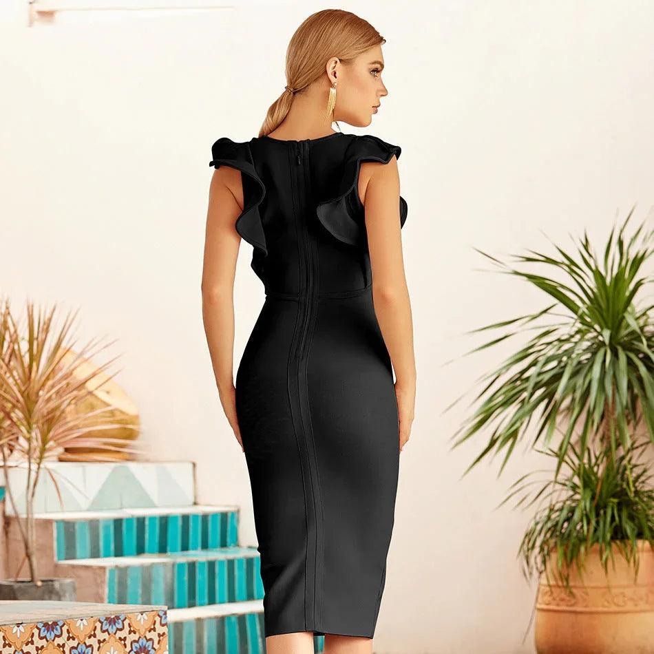 Sexy Sleeveless V-neck Tight Dress EX-STOCK Canada