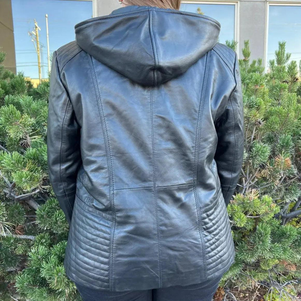 Sheep Leather Jacket with Removable Hood EX-STOCK Canada