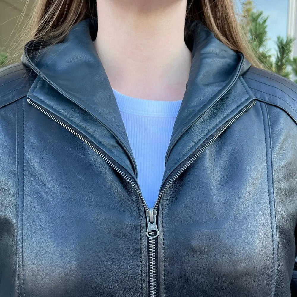 Sheep Leather Jacket with Removable Hood EX-STOCK Canada