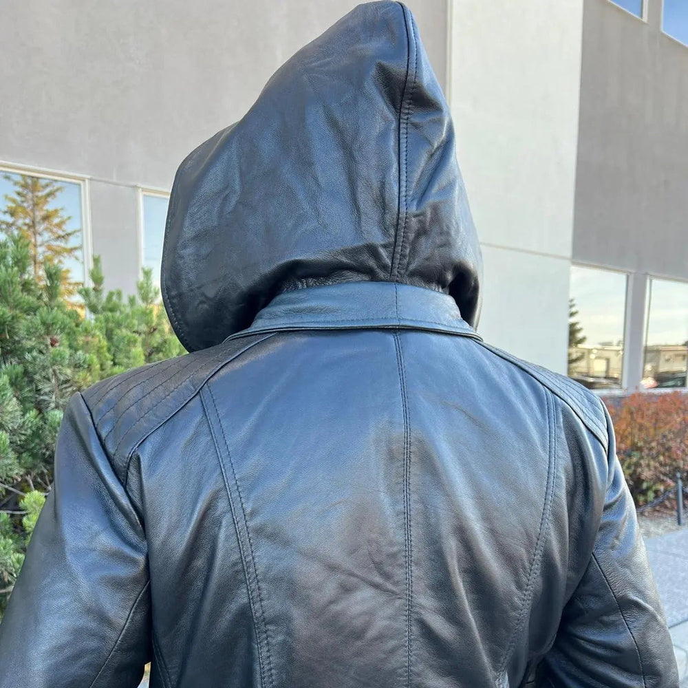 Sheep Leather Jacket with Removable Hood EX-STOCK Canada