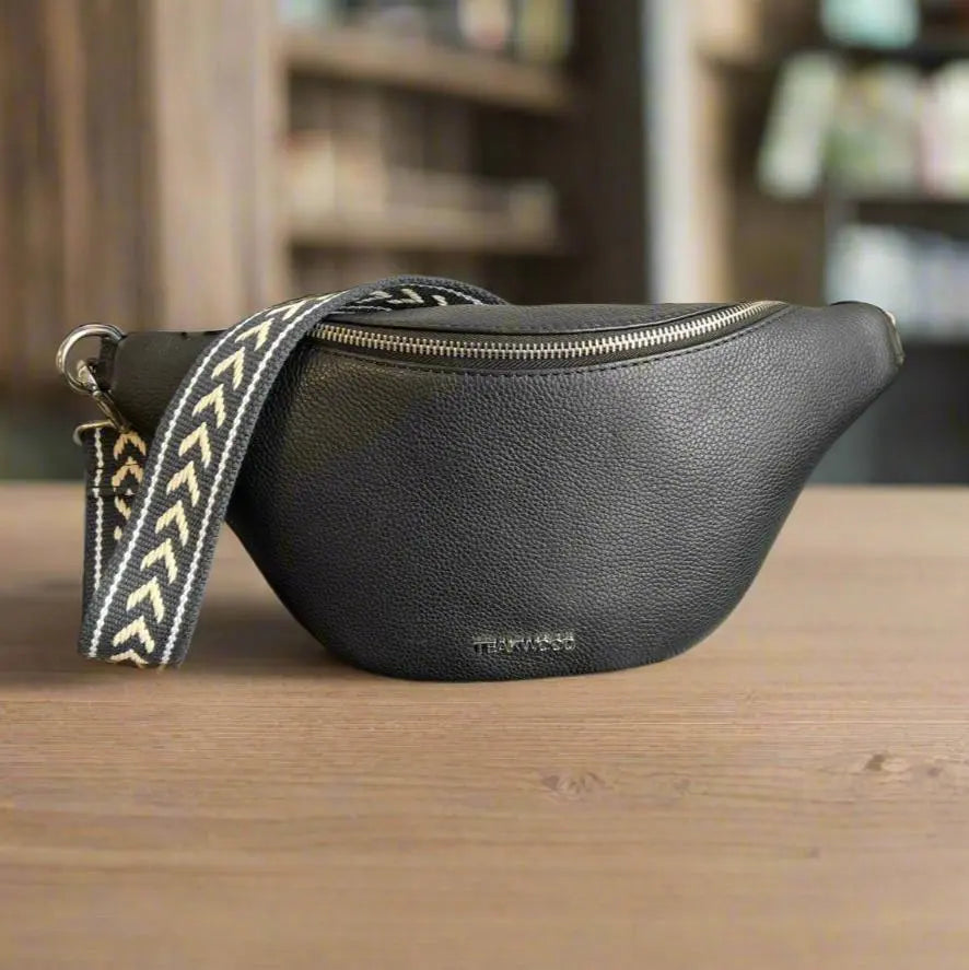 Sheep Leather Waist Bag with Patterned Strap EX-STOCK Canada