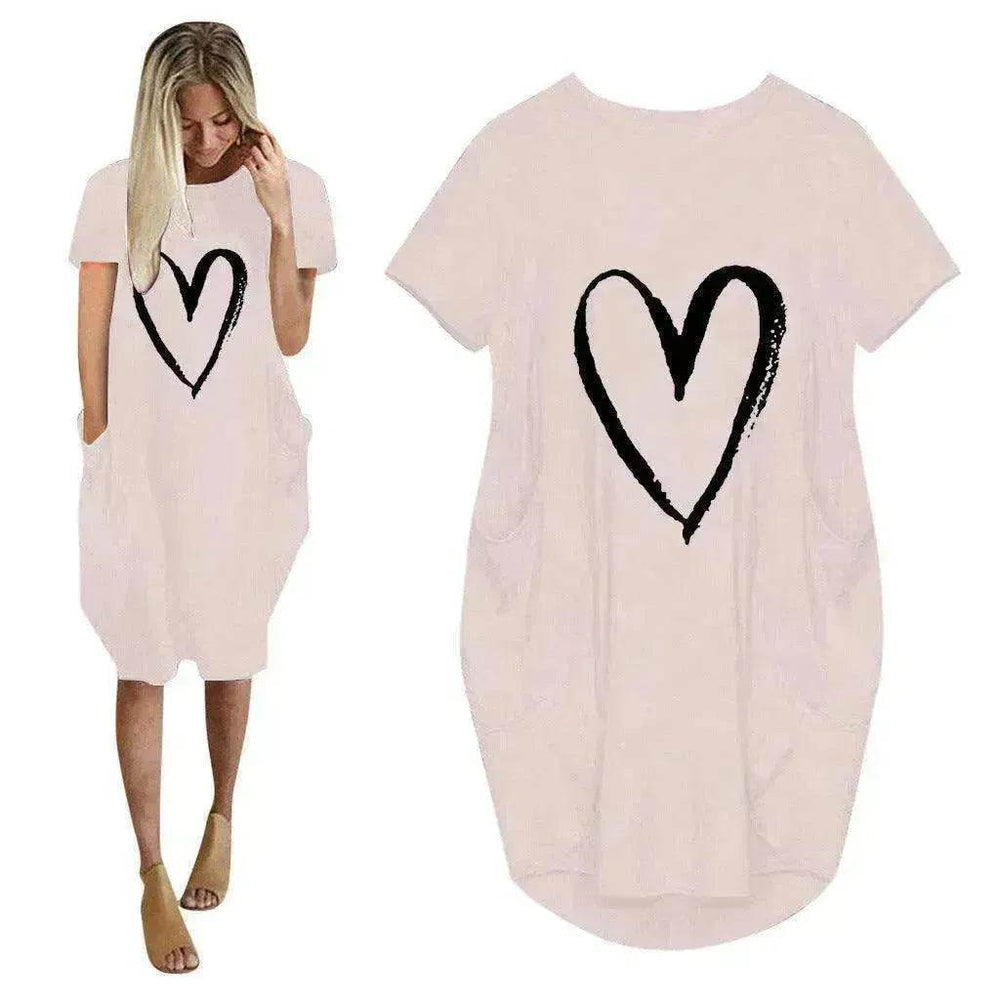 Short Sleeve Dress Valentine's Day Heart Print - EX-STOCK Canada