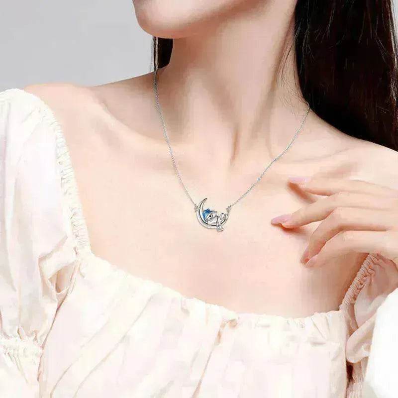 Silver Bear Moon Pendant - Cute Animal Jewelry - EX-STOCK Canada