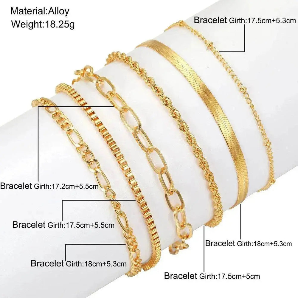 Einfaches Metall-Multischicht-Armband Sechsteiliges Set - EX-STOCK Canada
