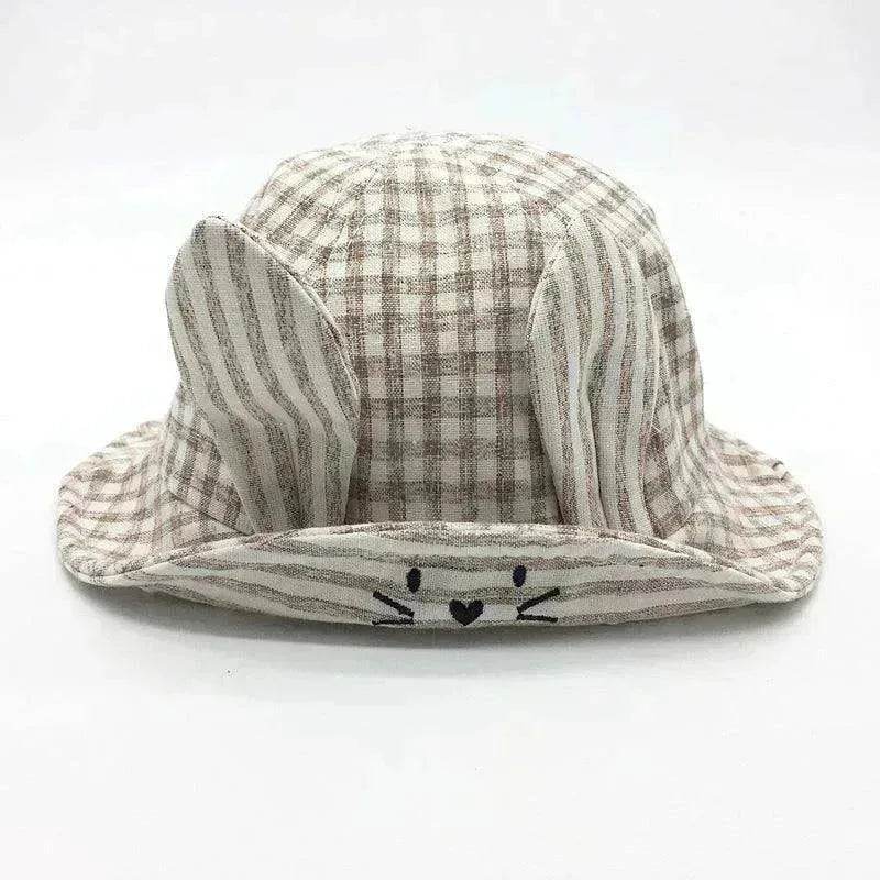 Small Fine Grid Love Rabbit Ears Basin Fisherman Baby Hat - EX-STOCK Canada