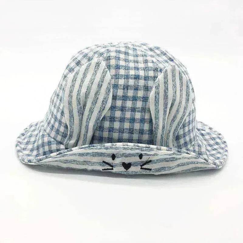 Small Fine Grid Love Rabbit Ears Basin Fisherman Baby Hat - EX-STOCK Canada