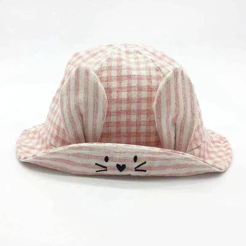 Small Fine Grid Love Rabbit Ears Basin Fisherman Baby Hat - EX-STOCK Canada
