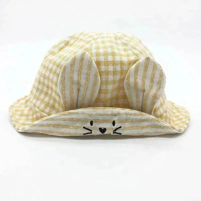 Small Fine Grid Love Rabbit Ears Basin Fisherman Baby Hat - EX-STOCK Canada