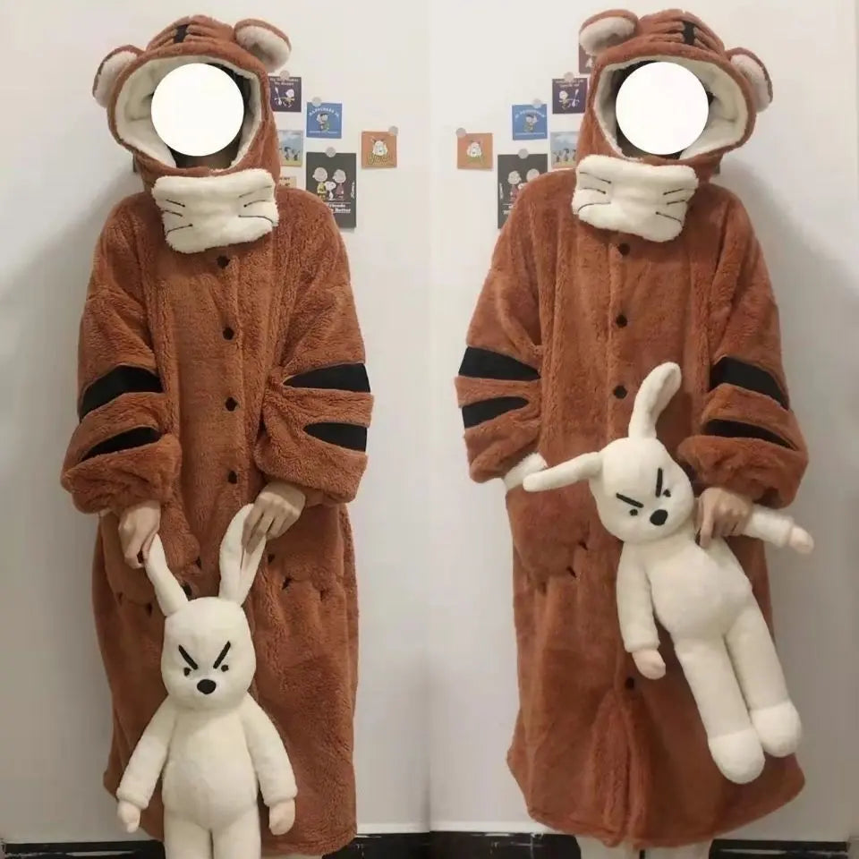 Soft Girl Pajamas Cute Little Tiger Flannel Pajamas For Women - EX-STOCK Canada