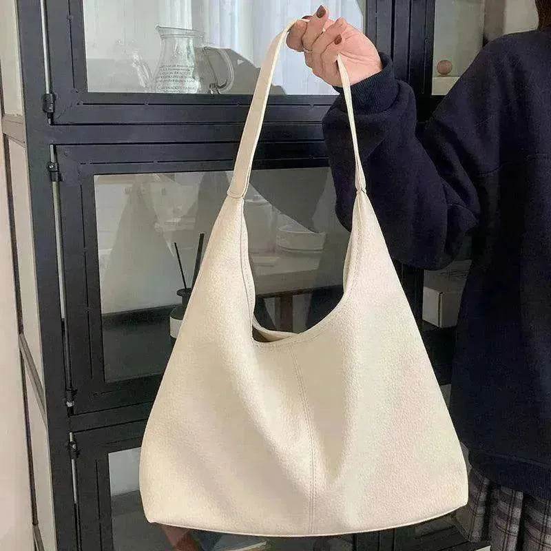 Soft leather women's shoulder bag: High-capacity, casual tote for shopping, in armpit style. - EX-STOCK Canada