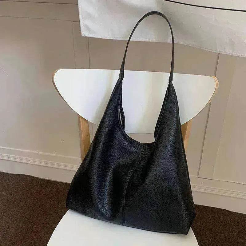 Soft leather women's shoulder bag: High-capacity, casual tote for shopping, in armpit style. - EX-STOCK Canada