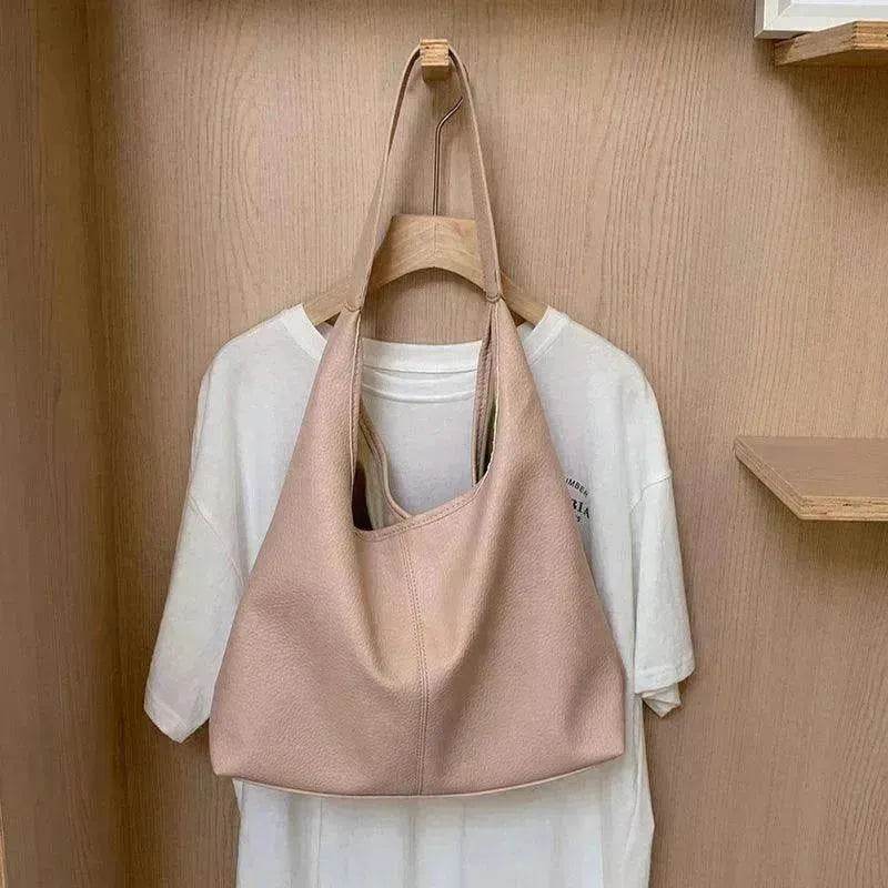 Soft leather women's shoulder bag: High-capacity, casual tote for shopping, in armpit style. - EX-STOCK Canada