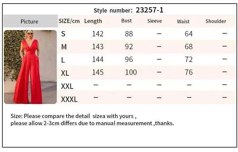 Solid Color And V-neck High Waist Wide Leg Jumpsuit - EX-STOCK Canada