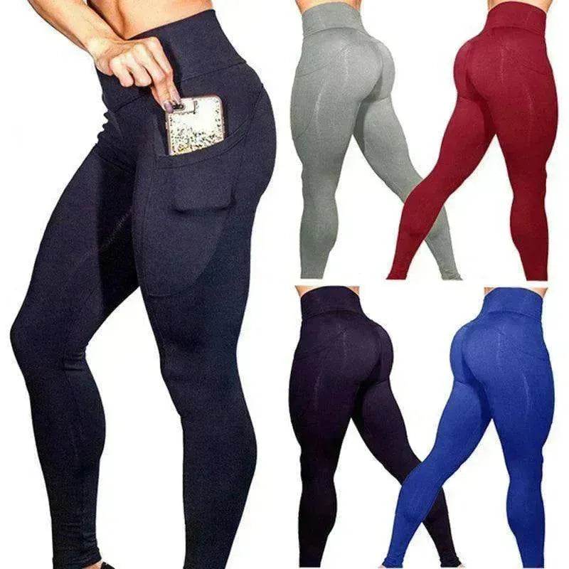 Solid color high waist yoga pants - EX-STOCK Canada