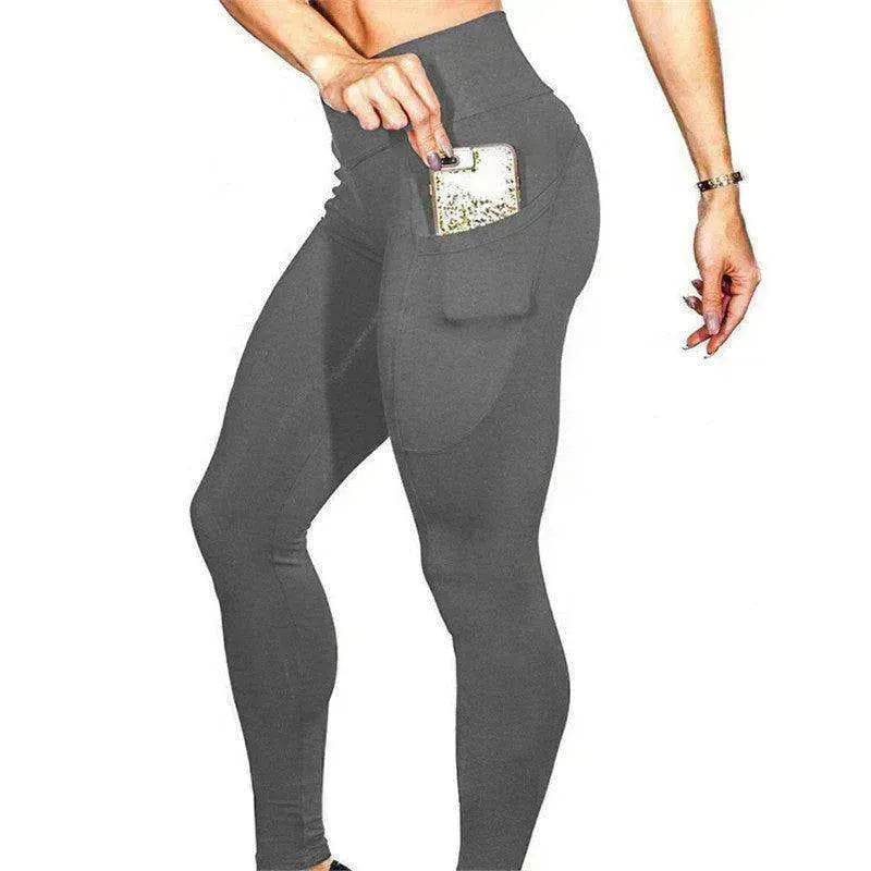 Solid color high waist yoga pants - EX-STOCK Canada