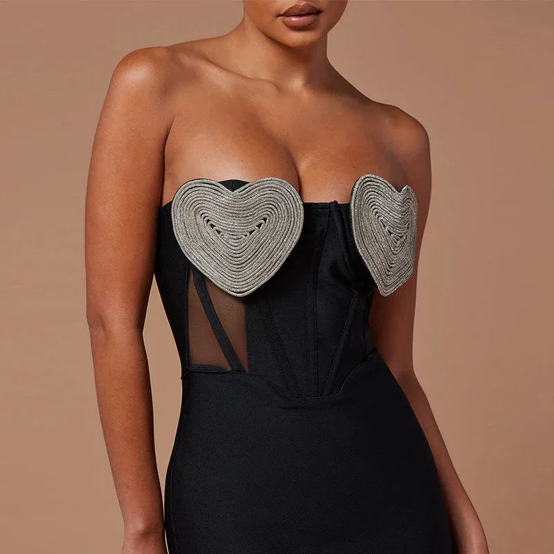 Spring And Summer New Sexy Peach Chest Diamond Backless Hip Bandage Dress Party Dress EX-STOCK Canada