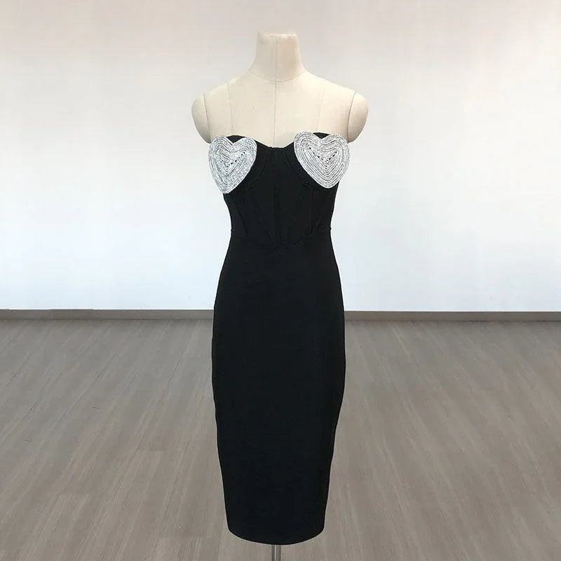 Spring And Summer New Sexy Peach Chest Diamond Backless Hip Bandage Dress Party Dress EX-STOCK Canada