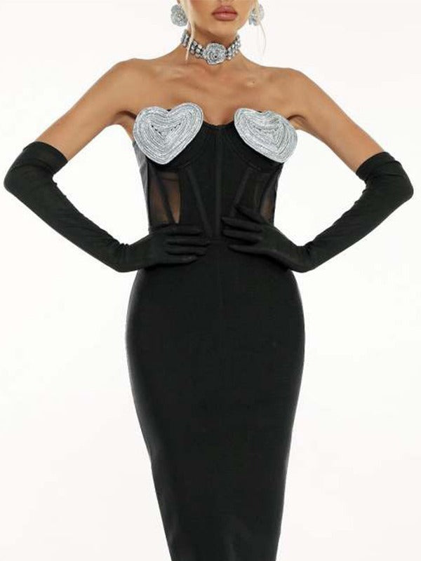 Spring And Summer New Sexy Peach Chest Diamond Backless Hip Bandage Dress Party Dress EX-STOCK Canada