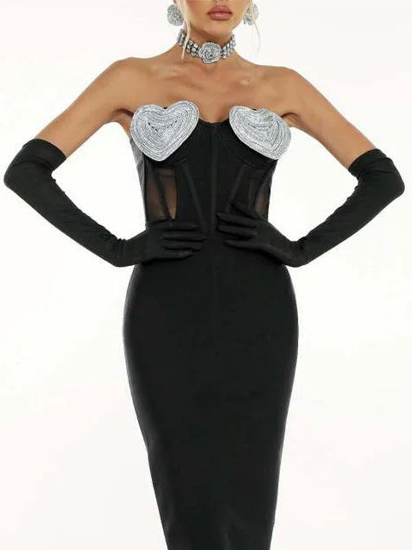 Spring And Summer New Sexy Peach Chest Diamond Backless Hip Bandage Dress Party Dress EX-STOCK Canada