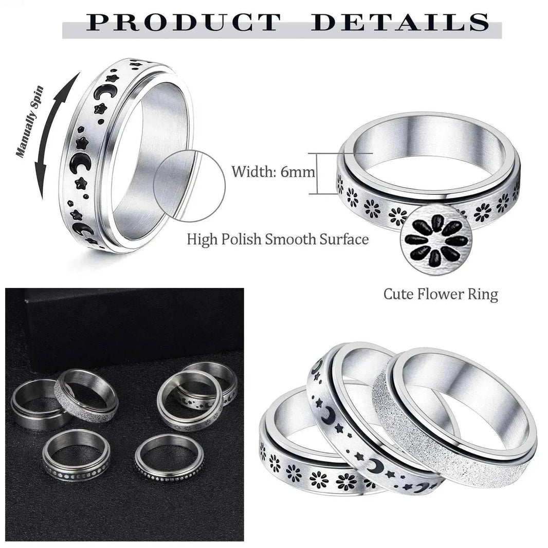 Stainless Steel Rotatable Elegant & Relieve Anxiety Rings - EX-STOCK Canada