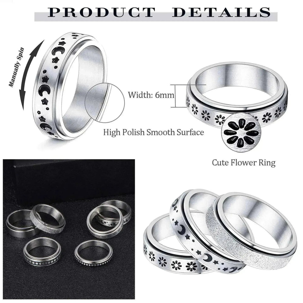 Edelstahl Drehbare Elegante & Angstlindernde Ringe - EX-STOCK CANADA