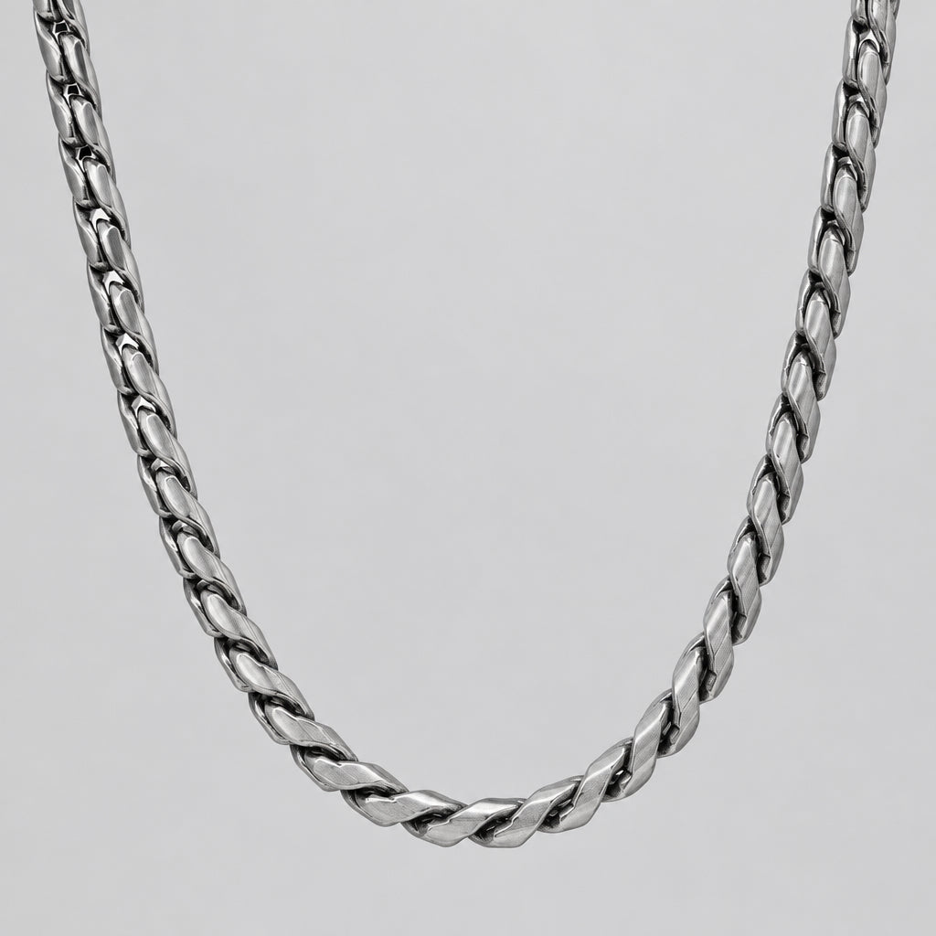 SteelTime Men's Oxidized Stainless Steel Fancy Link Chain Necklace