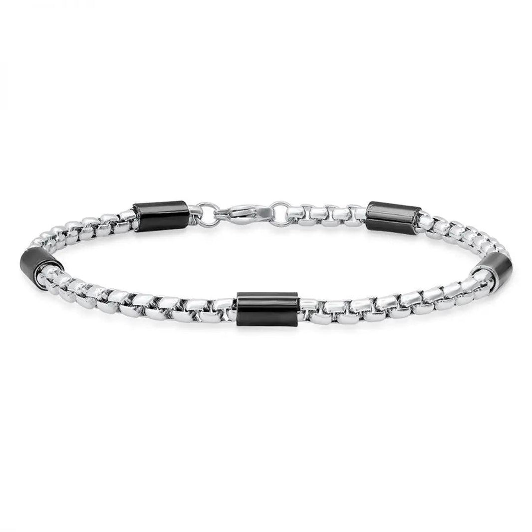 Bracciale da uomo SteelTime a due tonalità in acciaio nero e acciaio inox a catena Bar & BoxEX-STOCK Canada