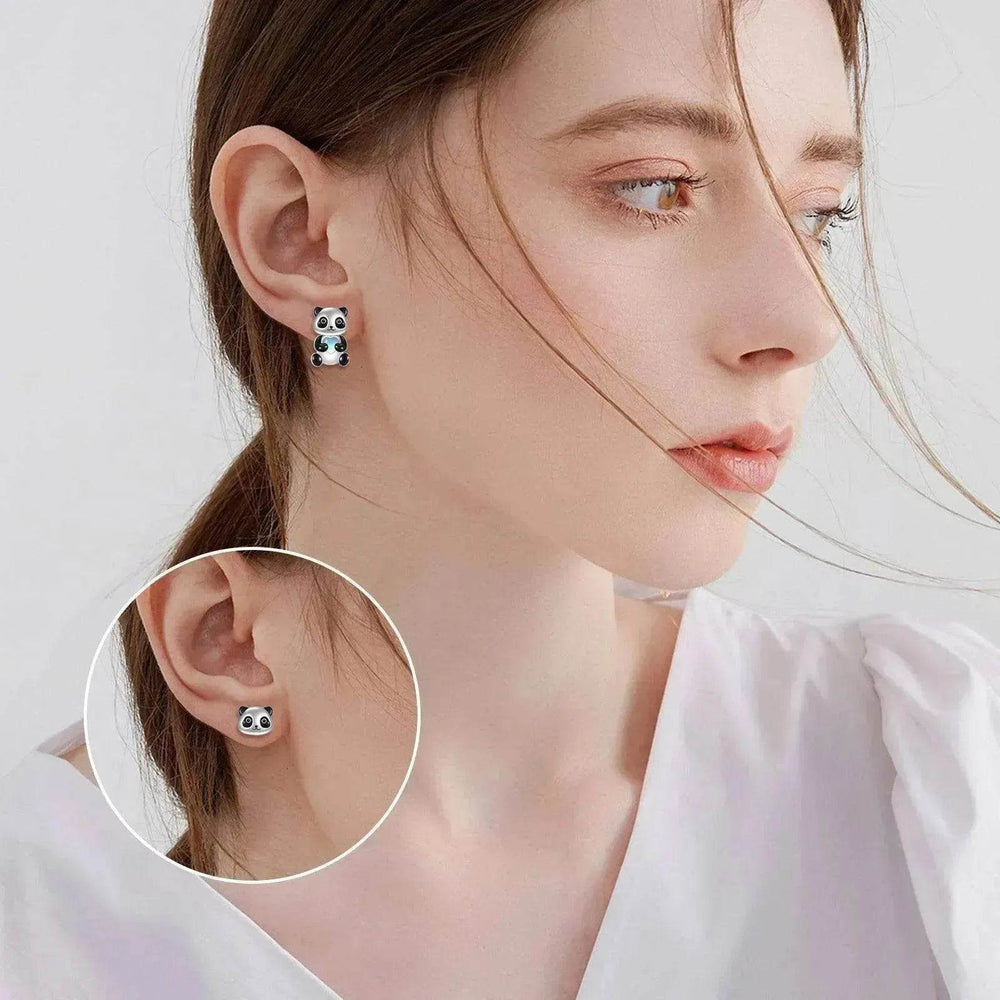 Sterling 925 Silver Panda Stud Ear Jacket Front Back Earrings - EX-STOCK Canada