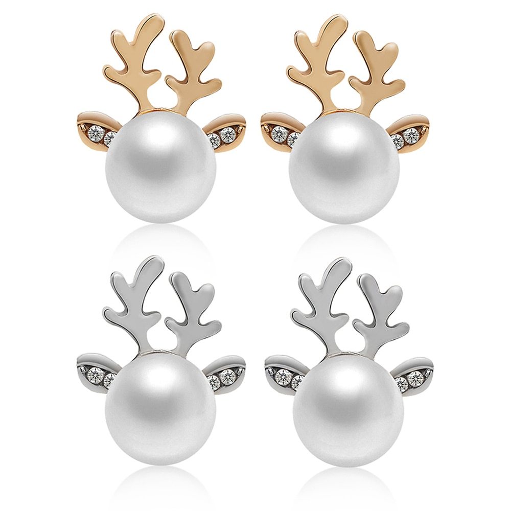Stud Earrings Christmas Pearl Antlers Earrings EX-STOCK Canada