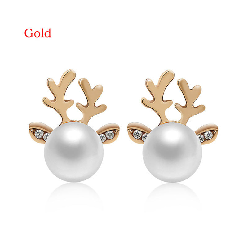 Stud Earrings Christmas Pearl Antlers Earrings EX-STOCK Canada