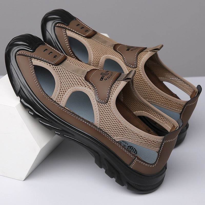 Summer Breathable Men's Sandals Hollow Mesh Surface Casual All-match Hole Outdoor Travel Soft Bottom Slip On Beach Shoes  EX-STOCK CANADA