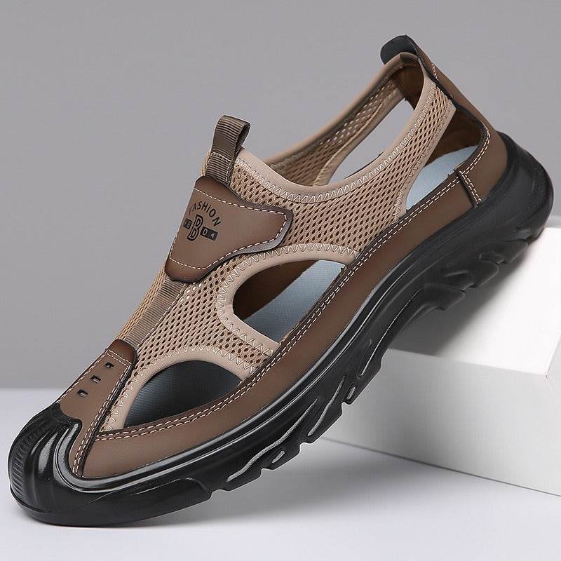 Summer Breathable Men's Sandals Hollow Mesh Surface Casual All-match Hole Outdoor Travel Soft Bottom Slip On Beach Shoes  EX-STOCK CANADA