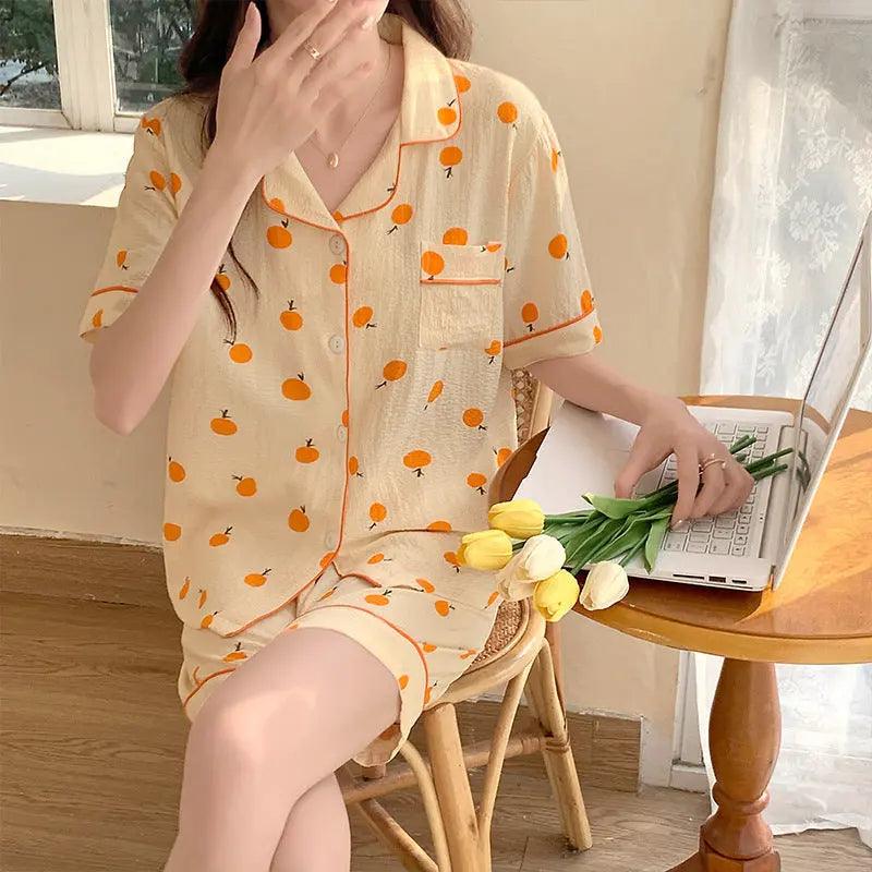 Bubble Cotton Cute Orange Pajamas For Women - EX-STOCK Canada
