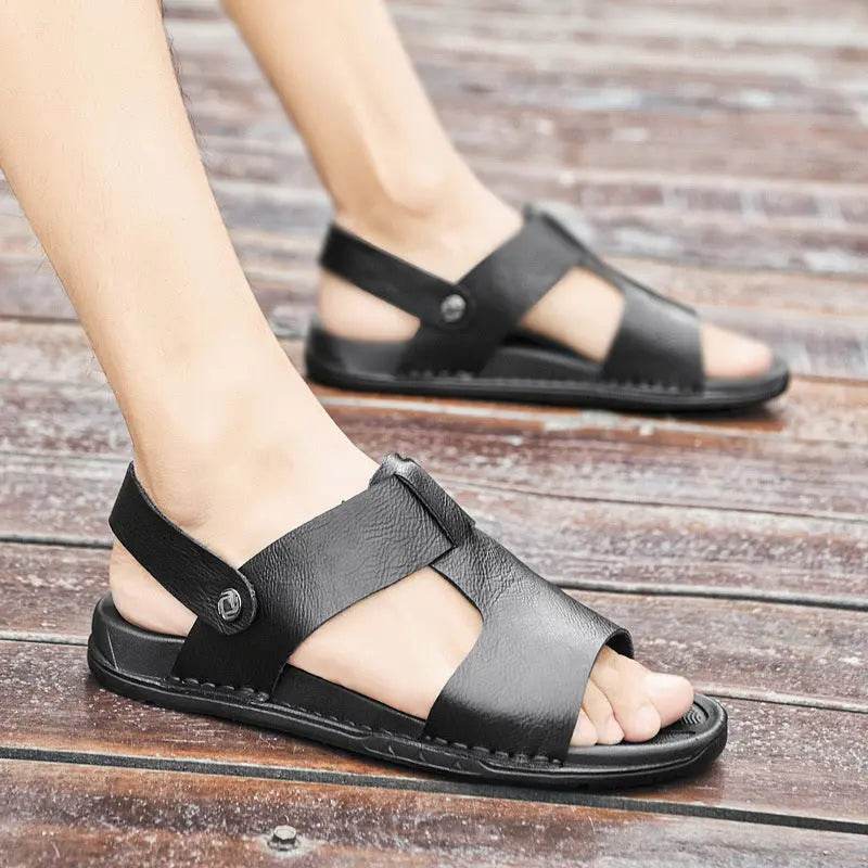 Summer Men's Leather Sandals Plus Size Roman Beach Shoes - EX-STOCK Canada