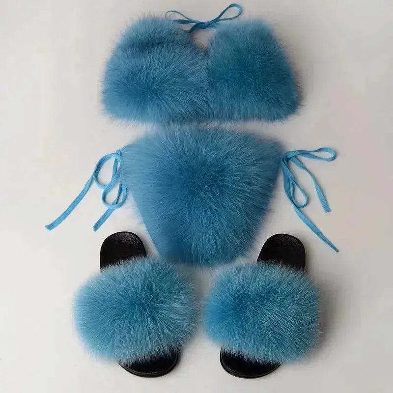 Nuovo Intimo Estivo con Pelliccia di Volpe a Colore Unito - EX-STOCK Canada