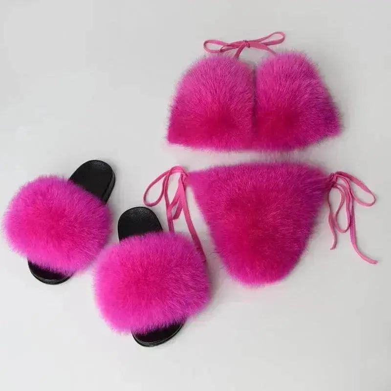 Nuovo Intimo Estivo con Pelliccia di Volpe a Colore Unito - EX-STOCK Canada